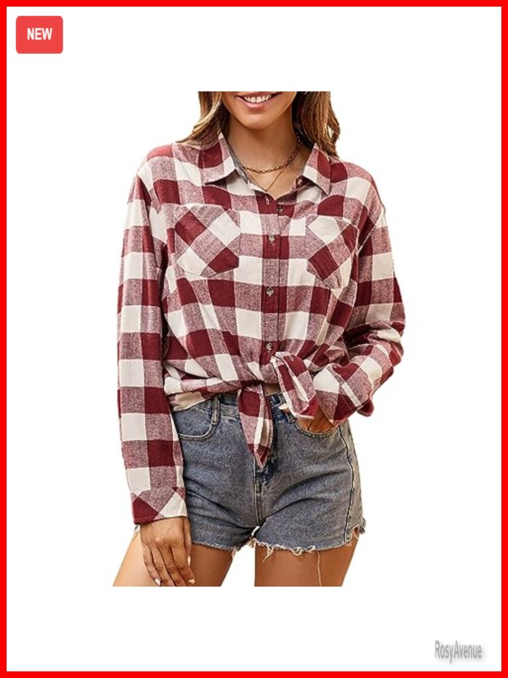 Womens Oversized Plaid Flannel Shirt Long Sleeve Button Down Loose Fit Top